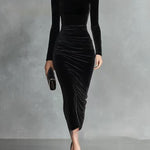 SOPHIA | BLACK VELVET FITTED DRESS