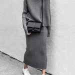 Elegant & Fashion Solid Color High Collar Two-piece Suit