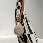 Fashionable Check And Stripe Pattern Sleeveless Maxi Dress