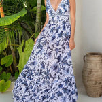 V Neck Lace Up Printed One Piece Swimsuit and Skirt02