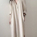 Zeagoo Women's Casual Stand Collar Long Sleeve Side Fork Long Dress