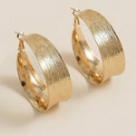 Gold Textured Wide Hoop Earrings