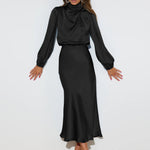 Ruby Anderson | Satin High-Neck Midi Dress For Women