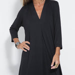 Zeagoo Women's Casual Solid Color Long Sleeve V-neck Maxi Dress