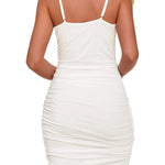 Hollow Out Spaghetti Backless Ruched Bodycon Dress - Zeagoo (Us Only)