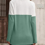 Zeagoo Women Waffle Knit Shirts Long Sleeve Colorblock Tee