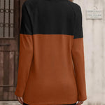 Zeagoo Women Waffle Knit Shirts Long Sleeve Colorblock Tee