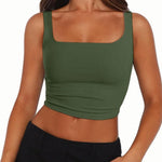 Zeagoo Square Neck Sleeveless Crop Tops