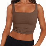 Zeagoo Square Neck Sleeveless Crop Tops