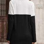 Zeagoo Women Waffle Knit Shirts Long Sleeve Colorblock Tee