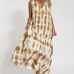 Zeagoo Women's Casual Sleeveless Dress Loose V Neck Tie-dye Beach Maxi Long Dress