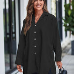Zeagoo Long Cuffed Sleeve Shirts Button Down V Neck Blouse Loose Fitting Tops