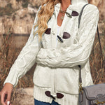 Zeagoo Women's Casual Loose Fitting Fluffy Button Down Knitwear Coatigan Chunky Cable Hooded Cardigan