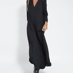 Zeagoo Women's Casual Solid Color Long Sleeve V-neck Maxi Dress