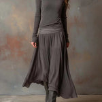 ADELAIDE RETRO GREY RIBBED STRETCH SLIM-FIT SET