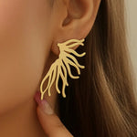 Gold Abstract Coral Branch Drop Earrings