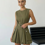 Light Green Halter Neck Bow Back Midi Dress