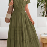 Chloe Evans | Tiered Flutter-Sleeve Maxi Dress For Women