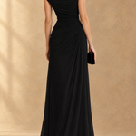 Cynthia Cowl Neck Draped Mesh Maxi Dress
