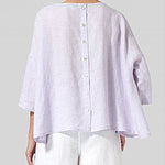 Zeagoo Plus Size Lightweight 3/4 Sleeve Crewneck Blouses Solid Loose Fit Shirts
