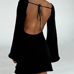 Zeagoo Elegant Backless Lace-up Bell Sleeve Mini Dress for Women Casual Going Out Summer 2026