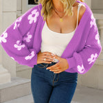 Zeagoo Women's Cute Daisy Knit Cardigan Long Sleeve Casual Flower Open Front Sweater Tops