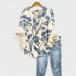 Araminta | The Ruffle Sleeve V-Neck Blouse
