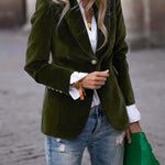 Elegant Velvet Slim-fit Faux Pocket Suit Jacket