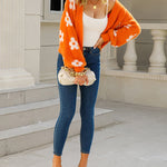 Zeagoo Women's Cute Daisy Knit Cardigan Long Sleeve Casual Flower Open Front Sweater Tops