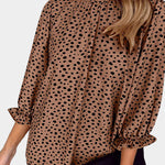 Zeagoo Leopard Printed Long Sleeve Ruffle Hem Babydoll Blouse Shirt Tunic Top