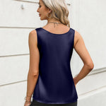 Zeagoo Silk Satin Tank Tops for Women Scoop Neck Sleeveless Tops