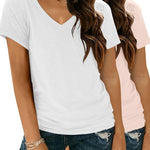 Zeagoo Women Casual Soft V Neck Basic Tee Tops