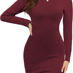 Zeagoo Women's Dress Knitted Dress Long-Sleeved Dress (DE Only)