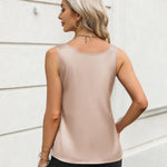 Zeagoo Silk Satin Tank Tops Scoop Neck Sleeveless Tops