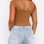 Zeagoo Square Neck Sleeveless Crop Tops