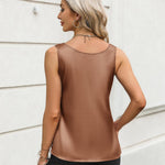 Zeagoo Silk Satin Tank Tops Scoop Neck Sleeveless Tops
