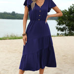 Zeagoo Women's Casual Dress Flutter Button Down Tiered Flowy Dress