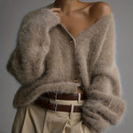 SERIAVI | V-NECK LIGHT GRAY CARDIGAN