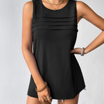 Zeagoo Tank Top Blouses Scooped Neck Pleated Front Shirts