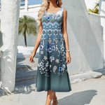 Zeagoo Floral Beach Sundress Casual A-Line Midi Tank Dresses