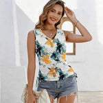 Zeagoo Tank Tops V Neck Casual Side Ruched Drawstring Shirts