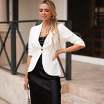 Zeagoo Women's Blazer Elegant 3/4 Sleeve Long Blazer (DE Only)