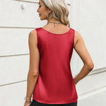 Zeagoo Silk Satin Tank Tops for Women Scoop Neck Sleeveless Tops