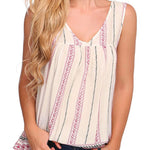 Floral V Neck Pleated Flowy Tank Top - Zeagoo (Us Only)