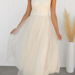 Fairy Vibes Tulle Gathered Detail Halter Maxi Dress
