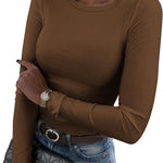 Zeagoo Langarmshirt Damen Rundhals Basic T-Shirt