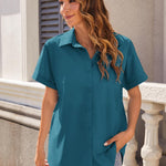 Zeagoo Women's Cotton Button Down Shirts Short Sleeve Casual Shirts