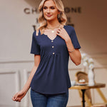 Zeagoo Tunic Tops V Neck Loose Fit Short Sleeve Shirt (DE Only)
