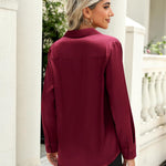 Zeagoo Satin Blouses Casual Long Sleeve Button Down Silk Shirts