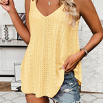 Zeagoo Flowy Strap Eyelet Embroidery Sleeveless Casual Tank Top